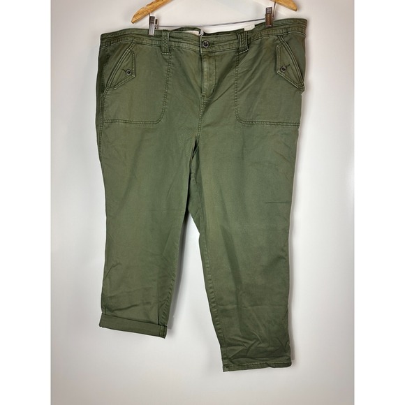 NWT Torrid Crop Twill Military Pants Olive Green Utility Women's Plus Size 26 - Picture 2 of 13
